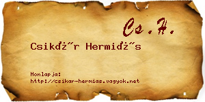 Csikár Hermiás névjegykártya